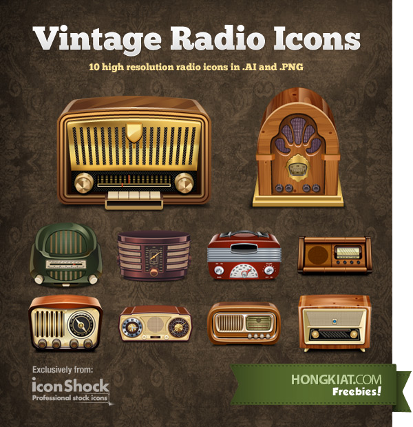 Free Download: Vintage Radio Vector Icons