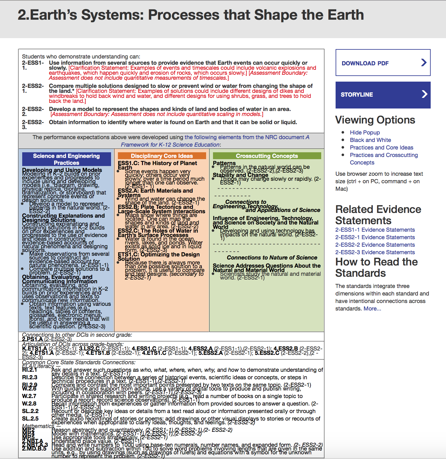 Clicking the colored areas of the NGSS Foundation box takes you to the supporting pages of the Framework for K-12 Science Education, a key step in really ...