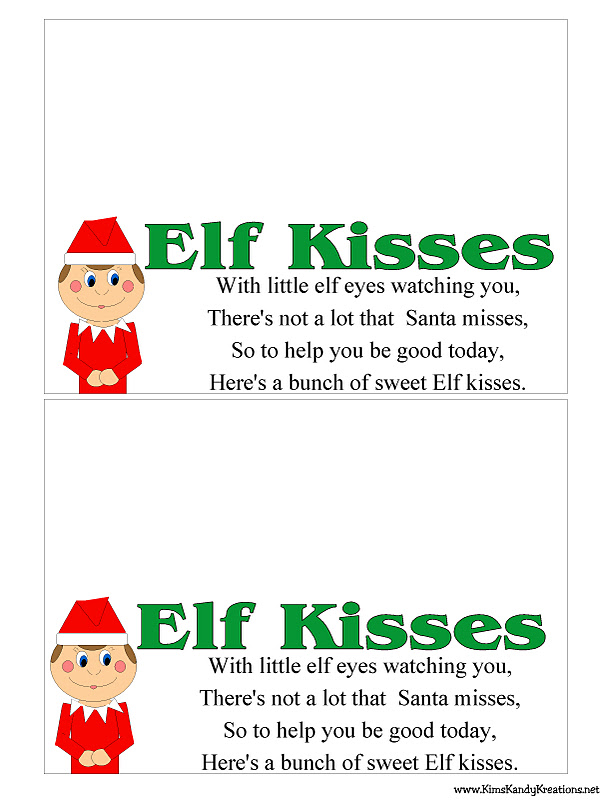 Elf Kisses Free Printable - Printable World Holiday