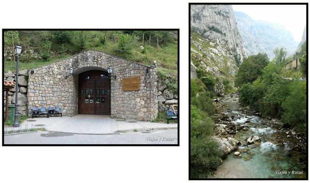 Entrada al funicular de Bulnes y río Tejo
