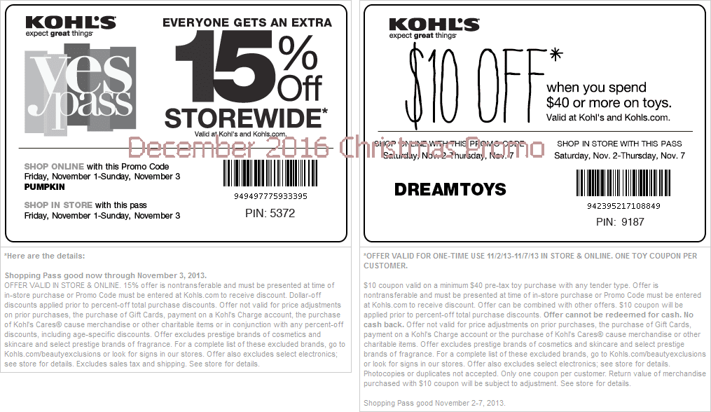 Kohls printable in store coupons december 2018