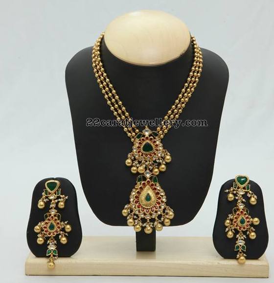 Gold Balls Set with Locket and Earrings Jewellery Designs