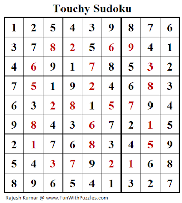 Answer of Touchy Sudoku (Daily Sudoku League #137)