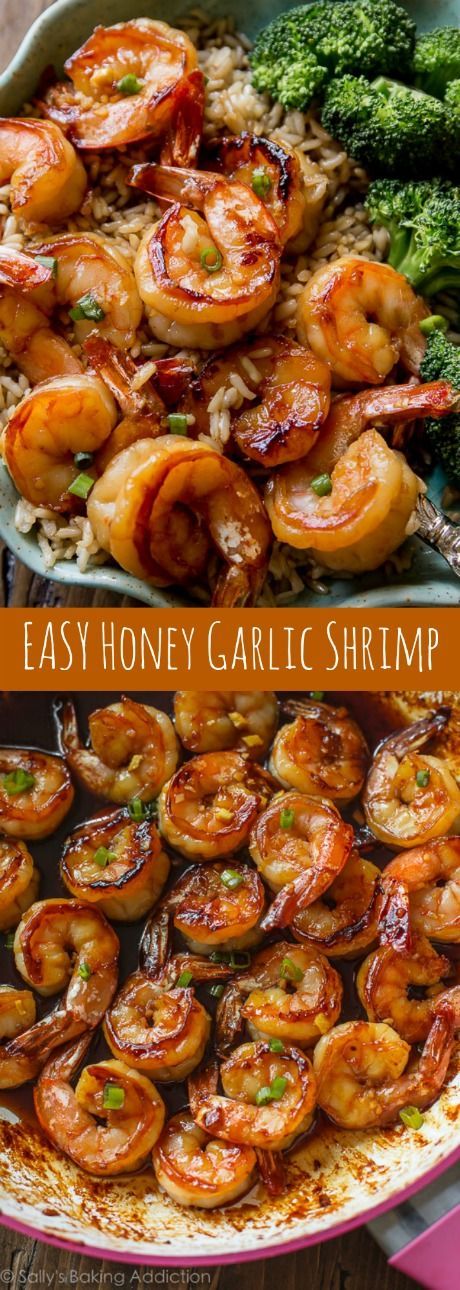 EASY and healthy 20 minute dish the whole family will love! Recipe for honey garlic shrimp on
