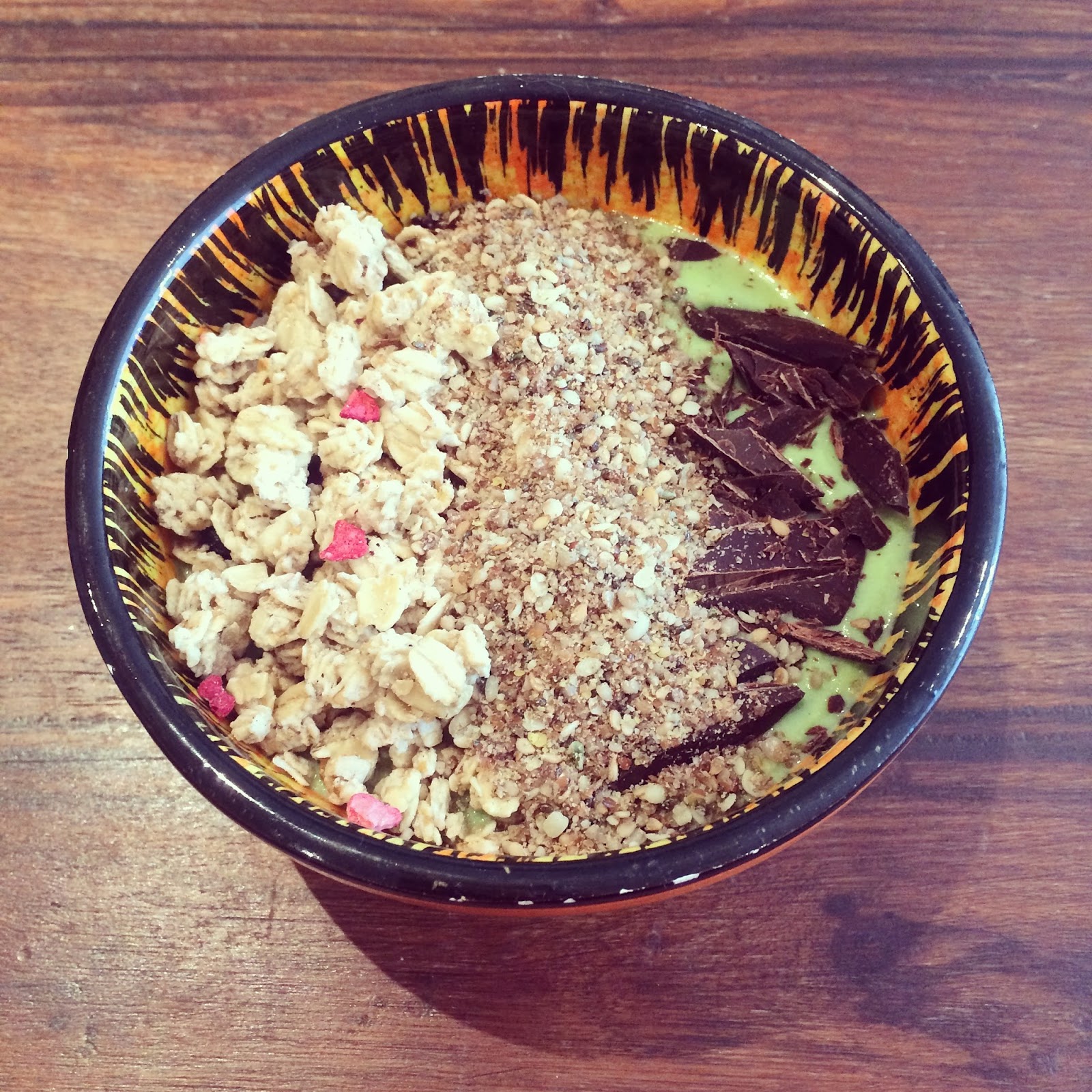 Babble On Beauty Green Smoothie Bowl with Dark Chocolate, Granola and