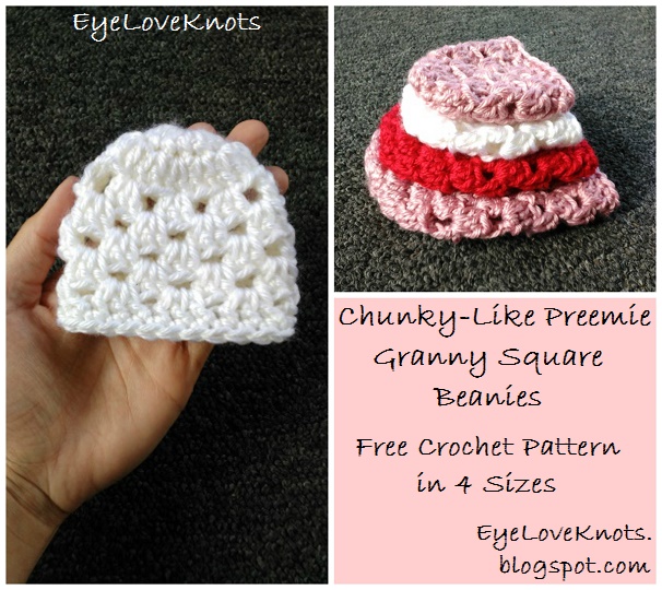 EyeLoveKnots: Chunky-Like Preemie Granny Square Beanies ...