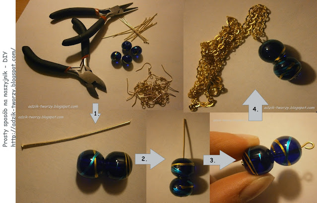 Komplet biżuterii DIY prosty naszyjnik - Adzik tworzy