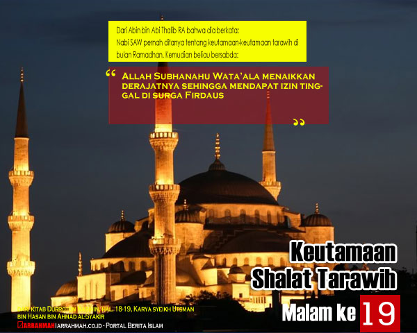 Keutamaan Sholat Tarawih Malam Kesembilanbelas Ramadhan