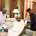 Photos Of Buhari & Osinbajo Chilling In Office Today As Osinbajo Briefs Him