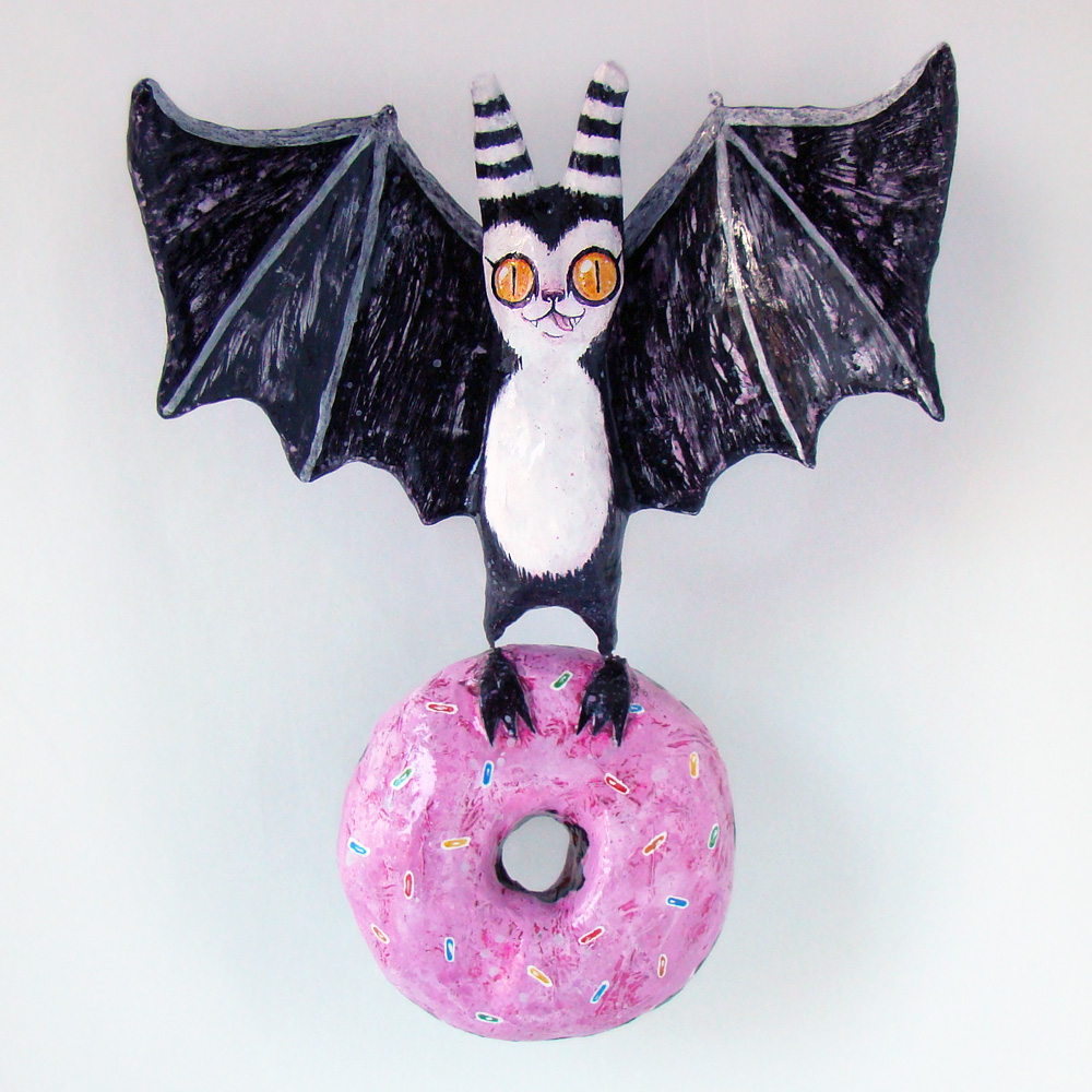 blacklilypie Papier Mache Bat with Donut