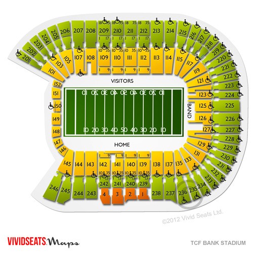 TCF Bank Stadium Seat Views SeatGeek - tcf stadium seating chart
