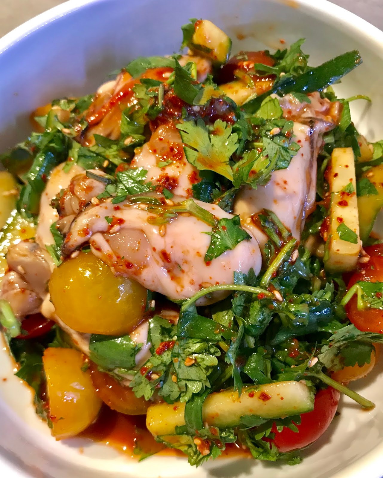 Once upon a cook Raw Oyster marinated with Korean hot pepper paste and