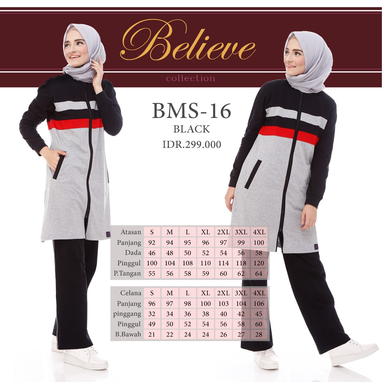 Baju Olahraga Muslimah Terbaru Believe BMS 16