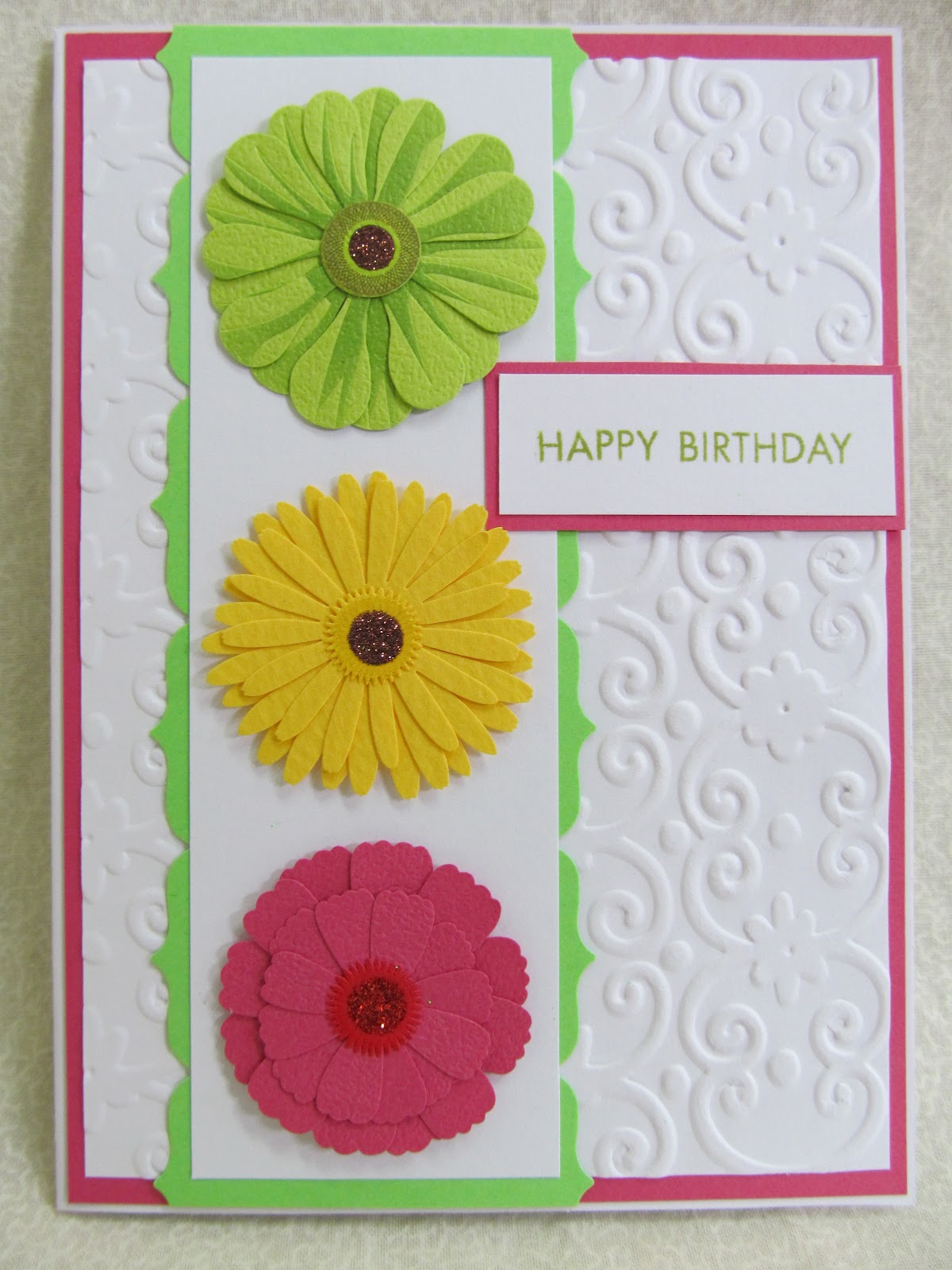 savvy handmade cards zinnia flower happy birthday card