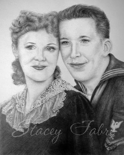 Engagement photo from 1947 Recreated as an Hierloom Portrait Drawing