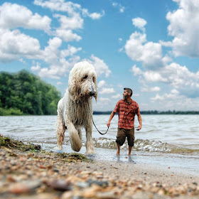 14-Walk-on-the-Beach-Christopher-Cline-Juji-The-Giant-Dog-Photo-Manipulations-www-designstack-co