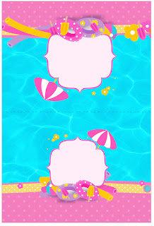 Fiesta en la Piscina para Niña Morena: Etiquetas para Candy Bar para Imprimir Gratis. Etiquetas de Fiesta en la Piscina para Niña Morena para imprimir gratis.