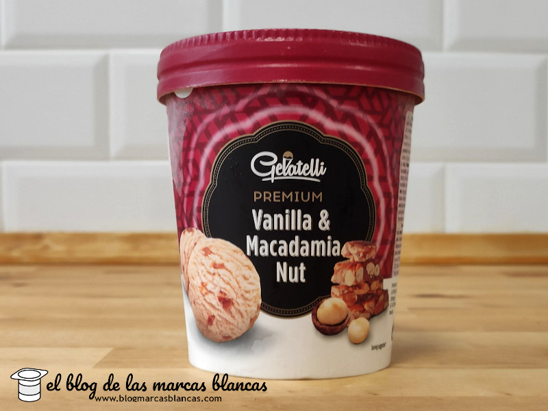 Helado premium de vainilla con nueces de macadamia GELATELLI (Lidl) el