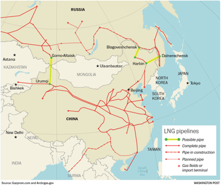 Russia China Pipeline Map Russia China Pipeline Map