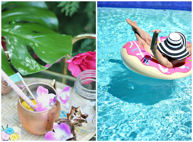 Summer Blogger Toronto Pool Party- Entertaining tips, flamingo floats, crudite platter, green juice popsicle 