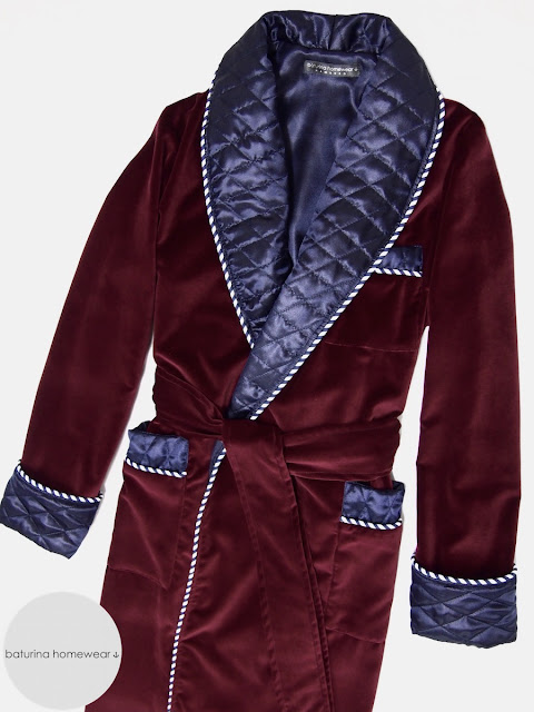 Mens red velvet smoking jacket luxury gentleman dressing gown quilted robe