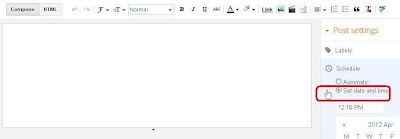Blogger updated post editor schedule set time date