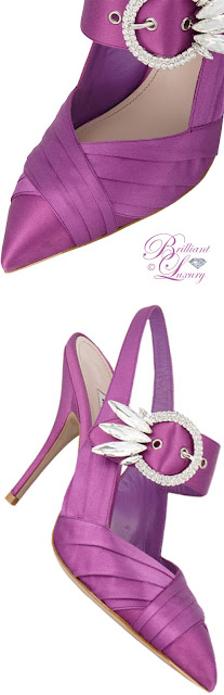 ♦Miu Miu pink satin crystal slingback heels #pantone #shoes #pink #brilliantluxury