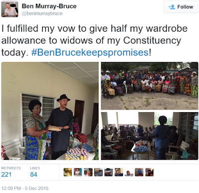 Ben Bruce Fulfills His Vow To Give Half Of His Wardrobe Allowance
