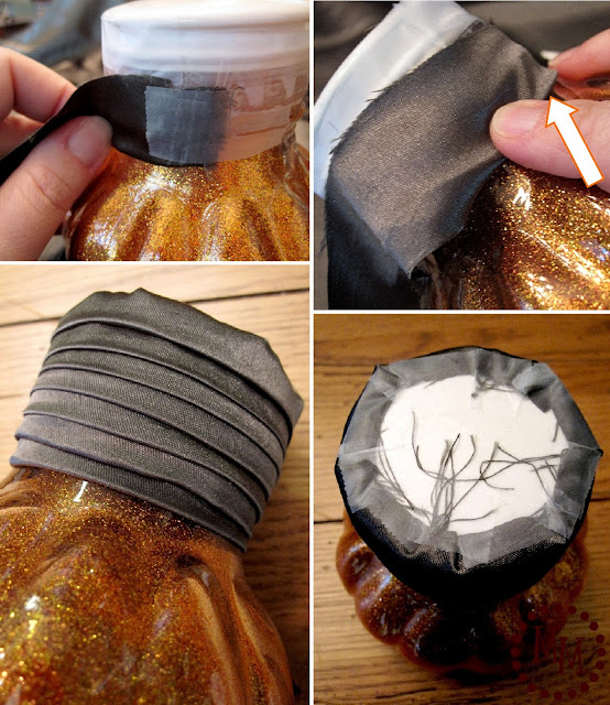 glittered pumpkins - make fabric pumpkin stems