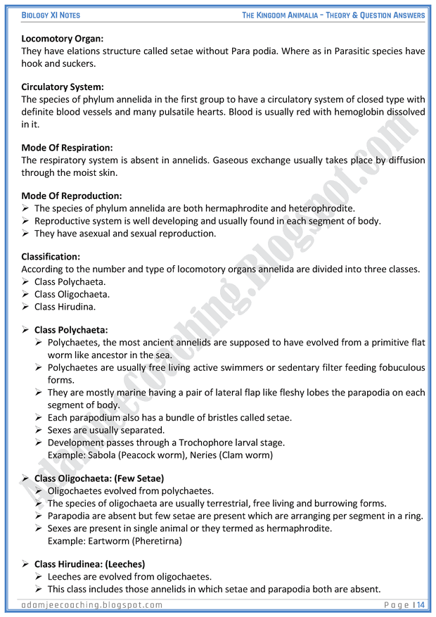 kingdom-animalia-descriptive-question-answers-biology-11th