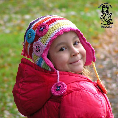 crochet, crochet for children, crochet hat, crochet patterns, lining of the hats, Magic with hook and needles, Vendula Maderska design, winter earflap