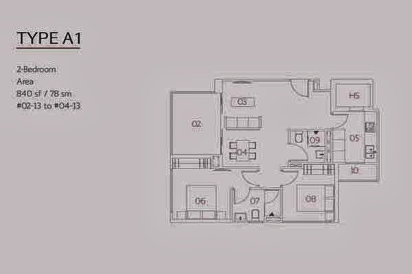 Village @ Pasir Panjang 2 Bedroom Floor Plan