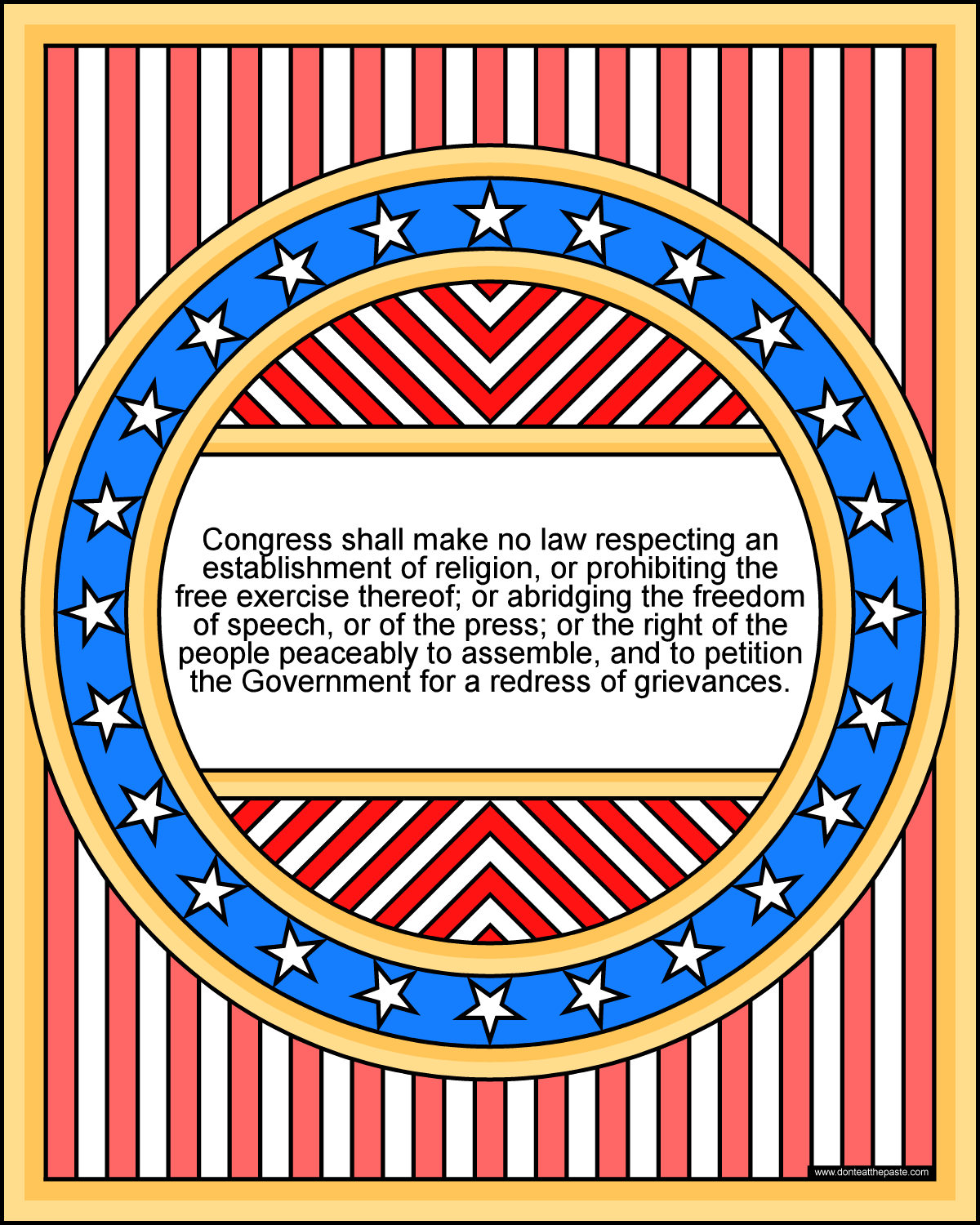 a description of the amendment i on congress making no law respecting an establishment of religion Another example is the following sentence: the us constitution notes that congress shall make no law respecting an establishment of religion, or prohibiting the free exercise thereof 2 place the in-text citation at the end of the sentence. a description of the amendment i on congress making no law respecting an establishment of religion Another example is the following sentence: the us constitution notes that congress shall make no law respecting an establishment of religion, or prohibiting the free exercise thereof 2 place the in-text citation at the end of the sentence.