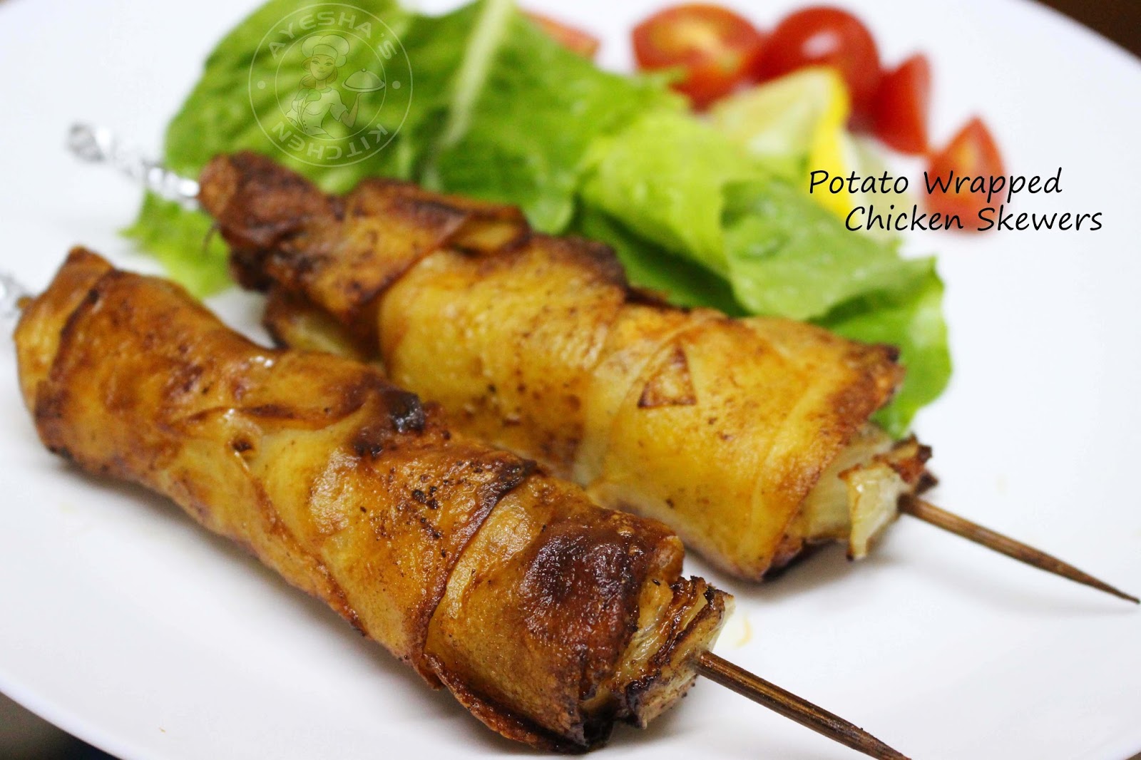 FRIED CHICKEN SKEWERS POTATO WRAPPED CHICKEN SKEWERS
