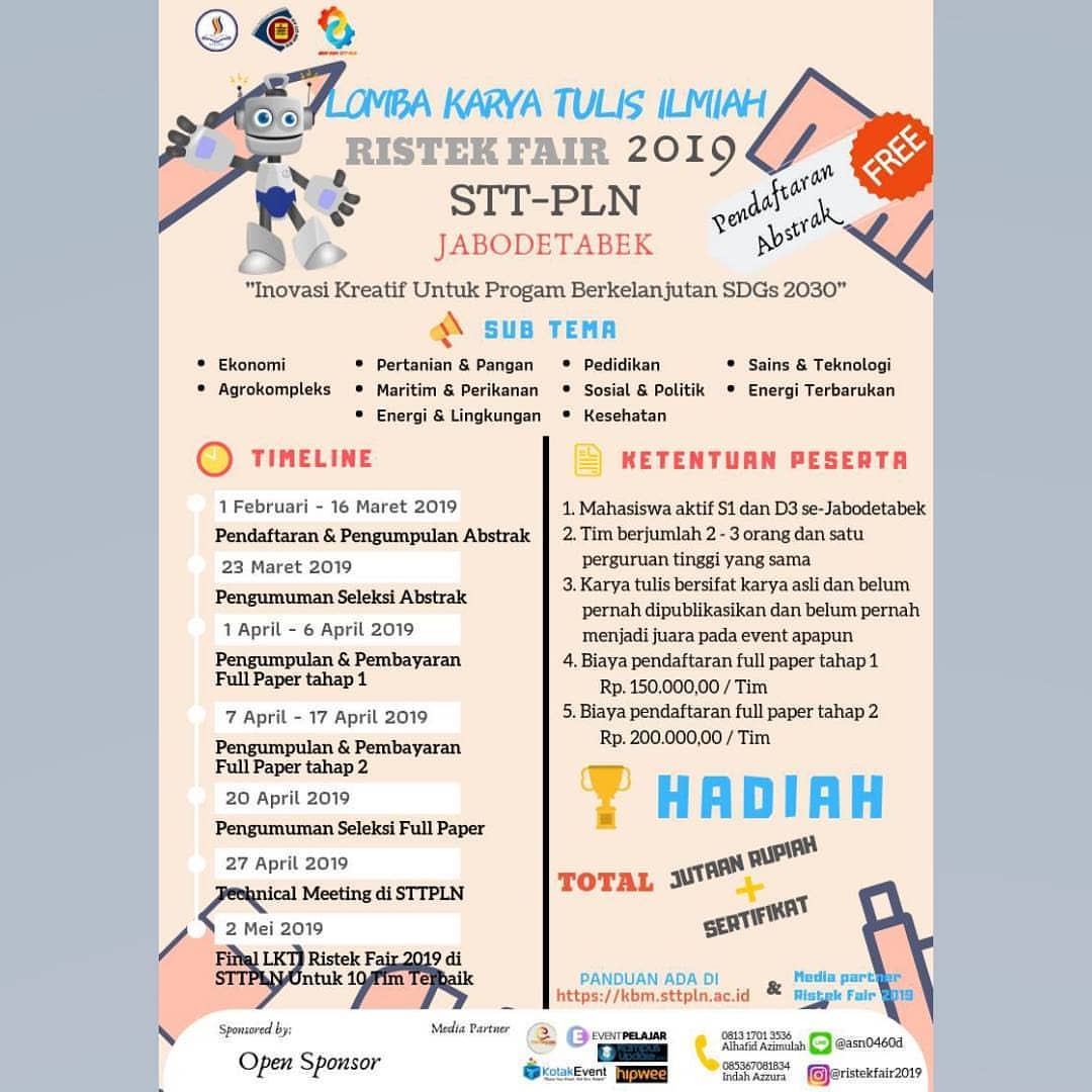 Lomba Karya Tulis Ilmiah Ristek Fair 2019 Mahasiswa Se-Jabodetabek Lomba Karya Tulis Ilmiah Ristek Fair 2019 Mahasiswa Se-Jabodetabek