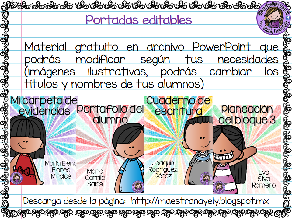 Maestra Nayely Castañeda: Portadas editables (Melonheadz)