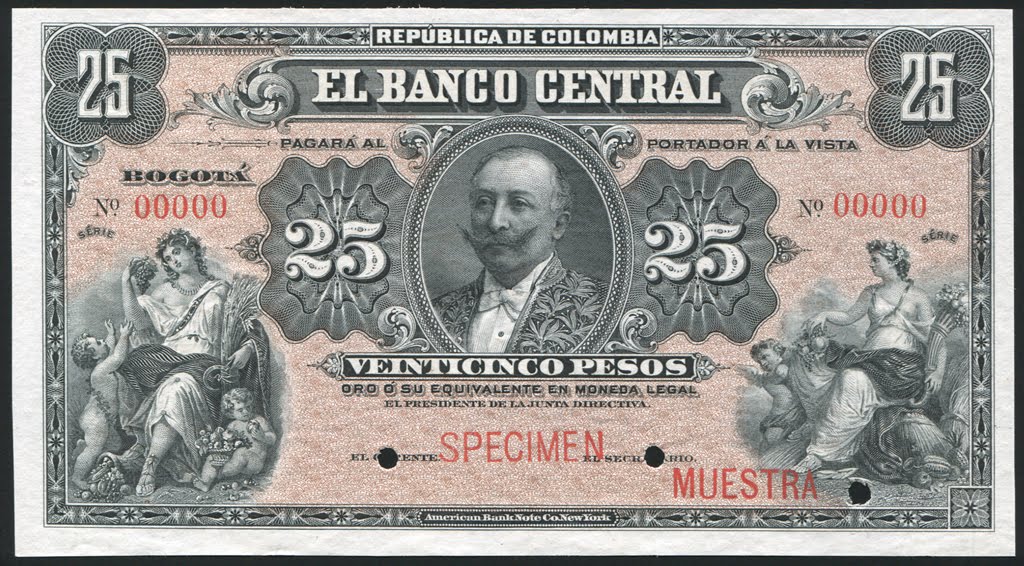 Colombia 25 Pesos banknote, El Banco Central|World ...