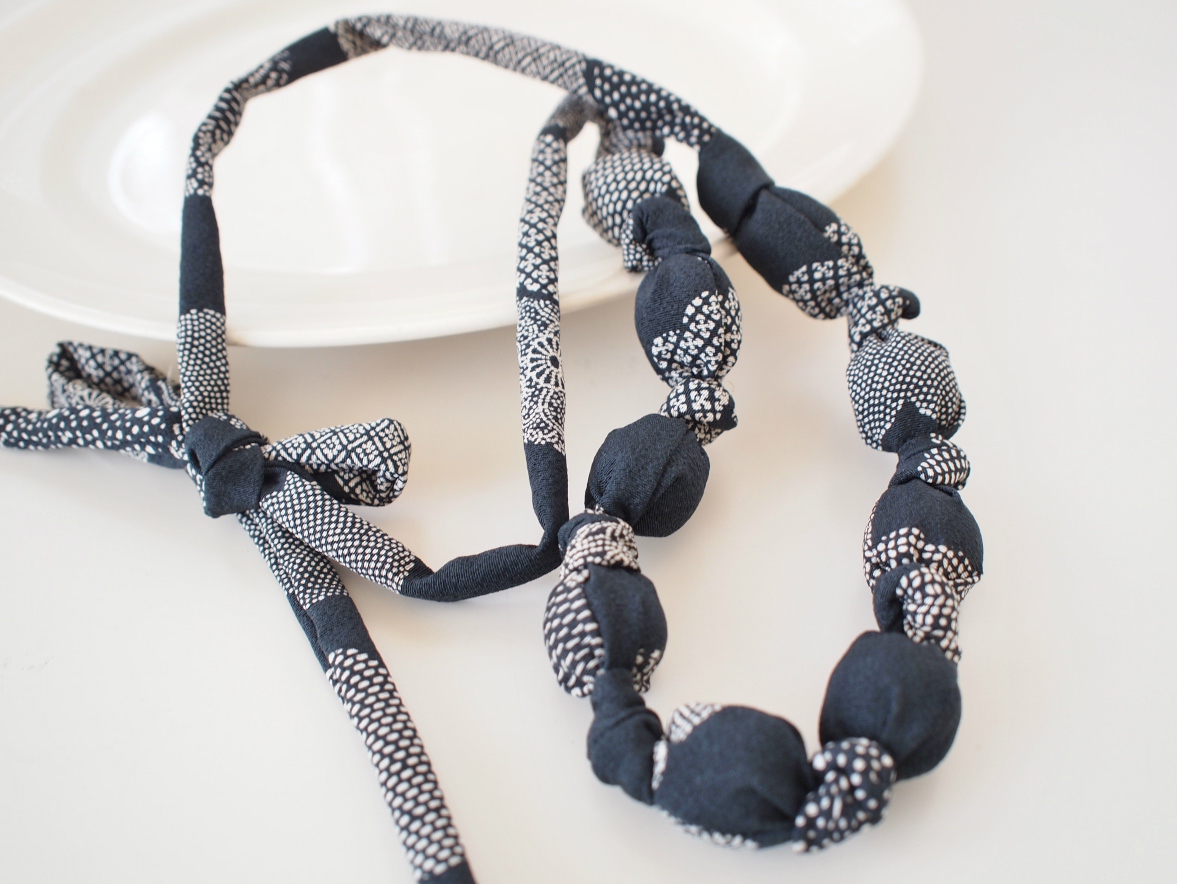 Binca Japanese Design New listings Silk kimono fabric wrapped necklaces