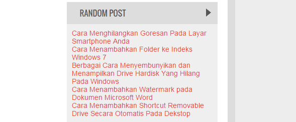 Cara Terbaik Menambahkan Widget Random Post Dengan Atau Tanpa Gambar Cara Terbaik Menambahkan Widget Random Post Dengan Atau Tanpa Gambar
