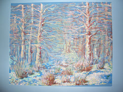 pastel oil pastels drawings painting paper spring forest x12 sold