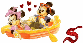 Alfabeto brillante de Mickey y Minnie paseando en lancha S. 