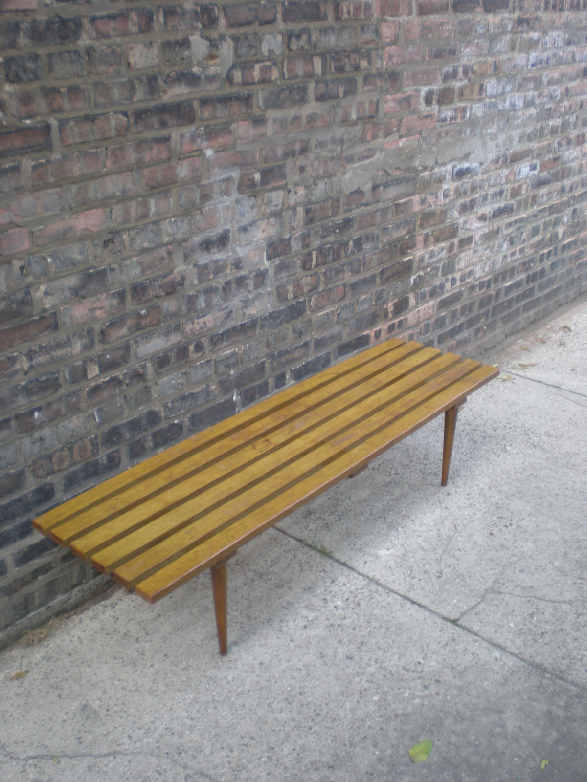Mid Century Chicago: Danish Modern 6 Slat Wooden Bench