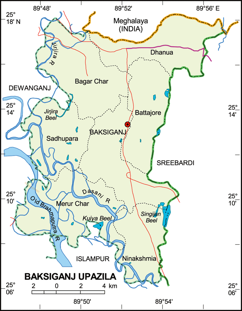 Bakshiganj Upazila Map Jamalpur District Bangladesh