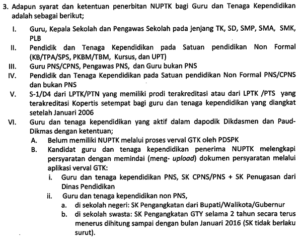 syarat dan ketentuan serta cara penerbitan NUPTK tahun 2016 bagi guru kemdikbud dan kemenag