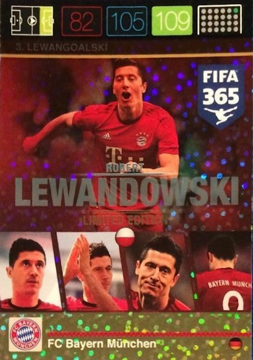 PANINI FIFA 365 2015 2016 LEWANDOWSKI LEWANGOALSKI # 1 LIMITED EDITION 