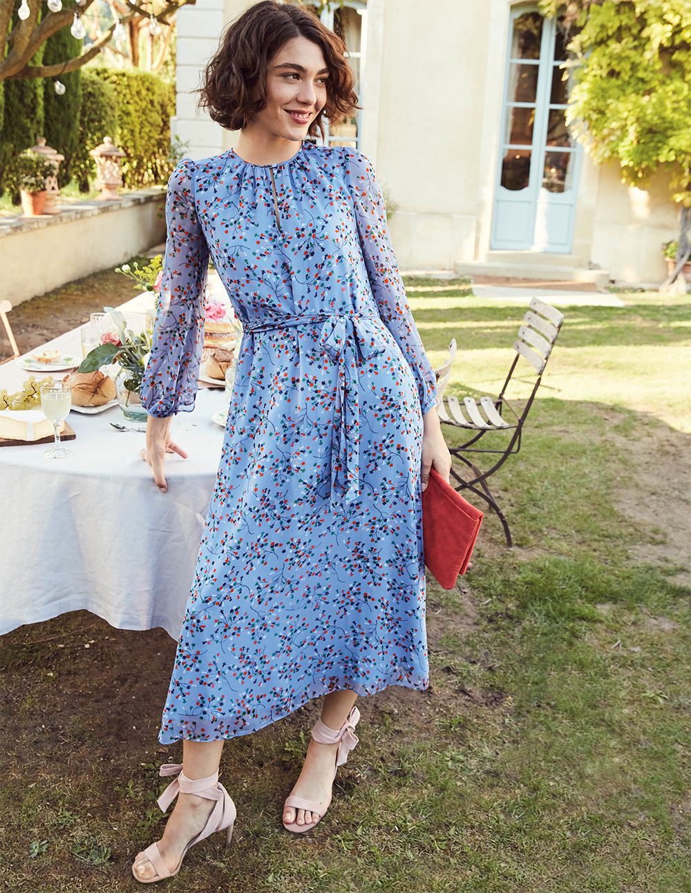 Boden blue floral printed Kyra Silk Midi Dress - UK style blog