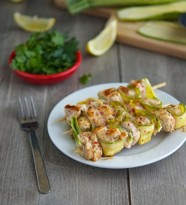 Spicy Chicken and Zucchini Kebabs