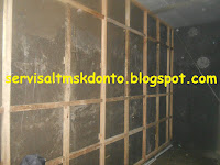Pemasangan Rockwool / insulasi untuk studio musik Frame dindingn sebelum dipasang rockwool