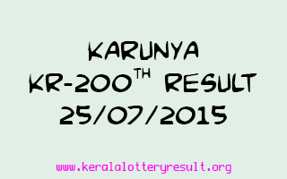 Karunya KR 200 Lottery Result 25-7-2015