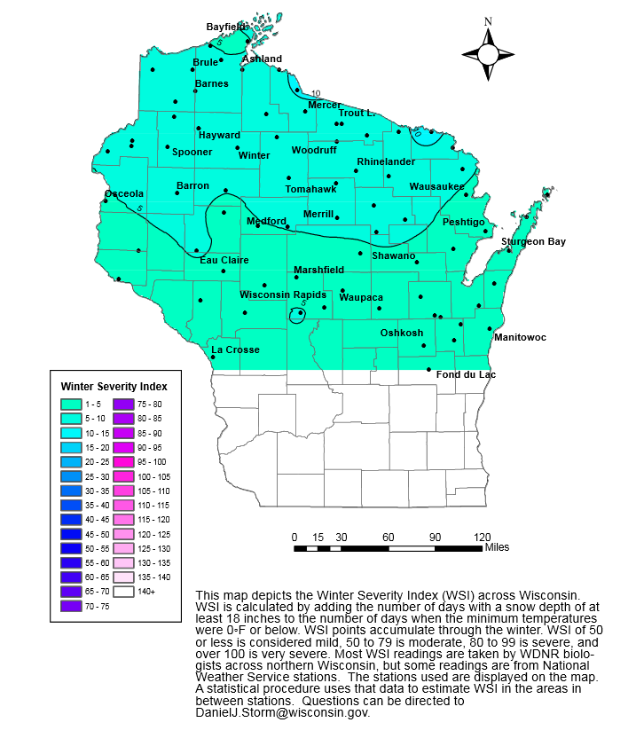 Wisconsin Deer Hunting: Winter Severity Index